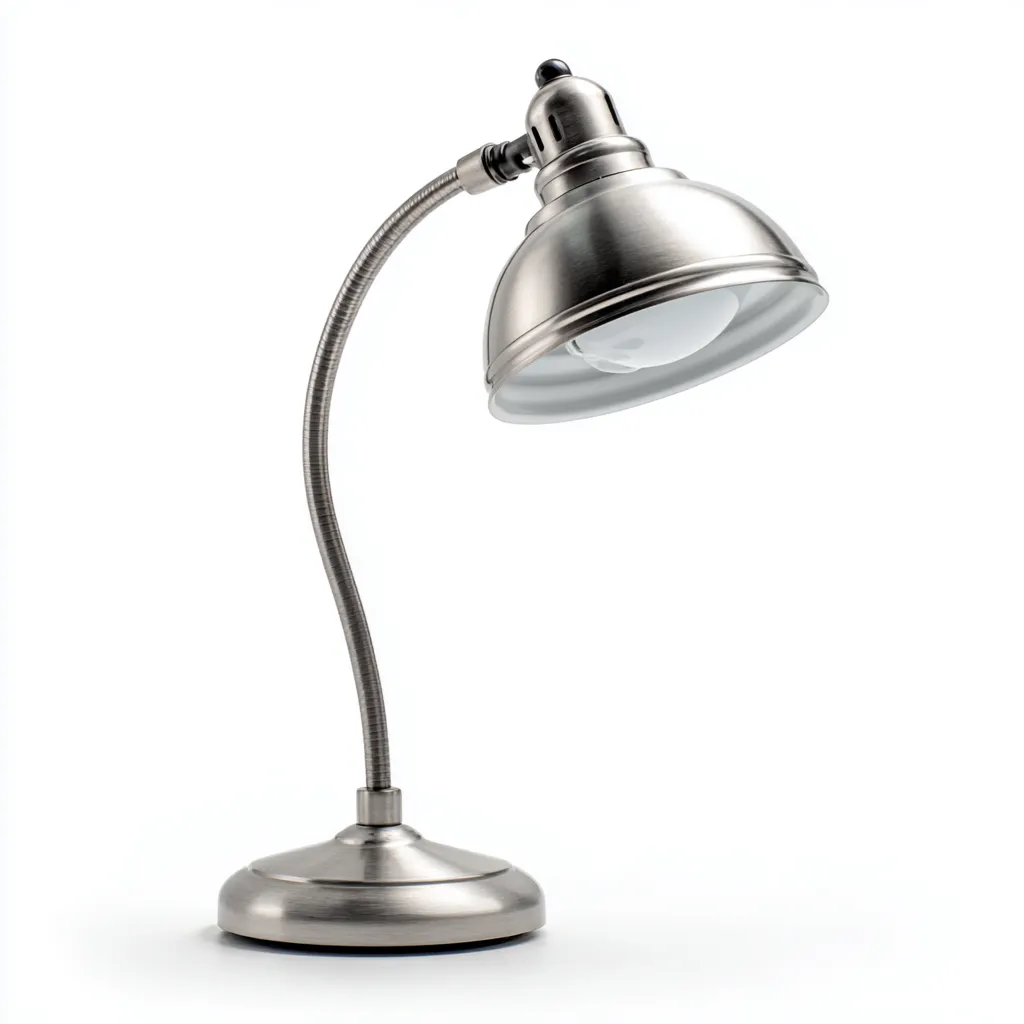 Lampada da tavolo in metallo 18x18x45 cm - argento satinato - design regolabile-Sereneete