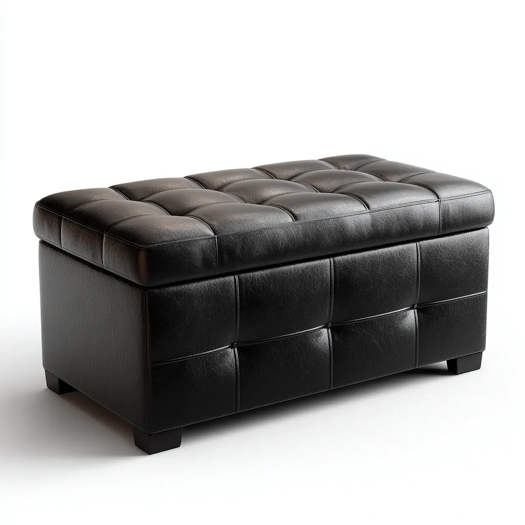 Panca da ingresso - similpelle 90x40x45 cm - nero - stile moderno con seduta trapuntata-Sereneete