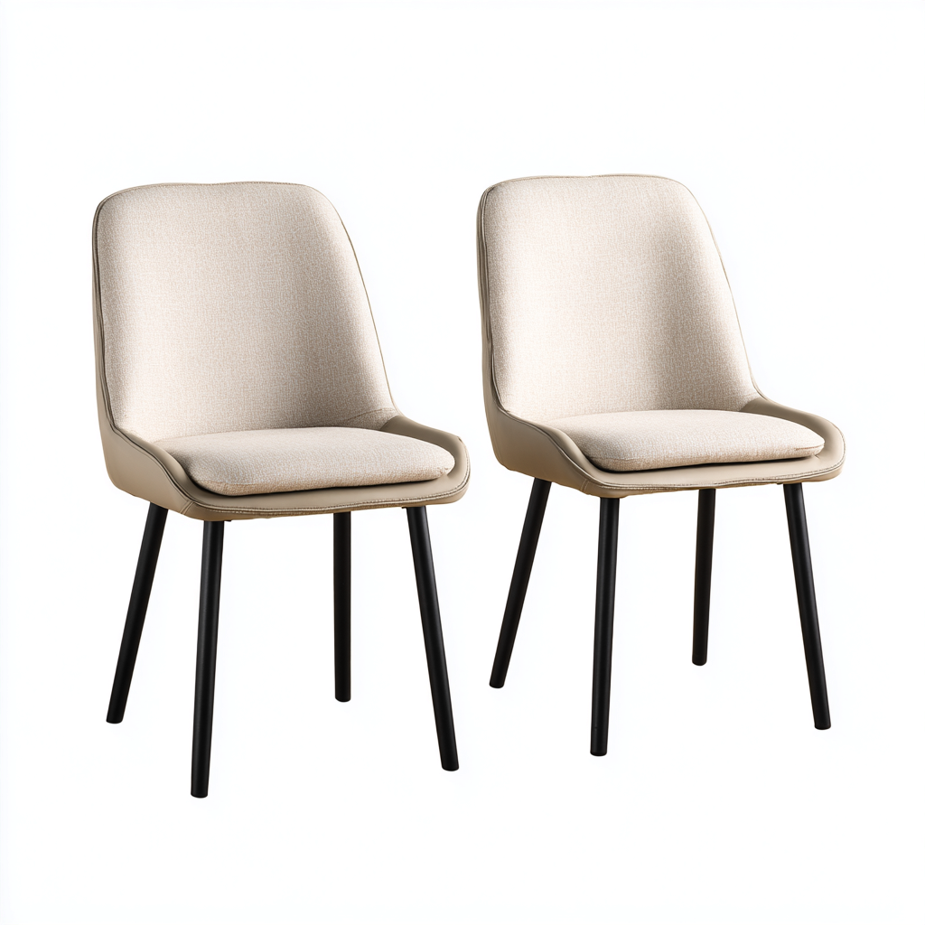 Sedia da pranzo in tessuto e similpelle 45x50x85 cm - beige-nero - stile contemporaneo-Sereneete