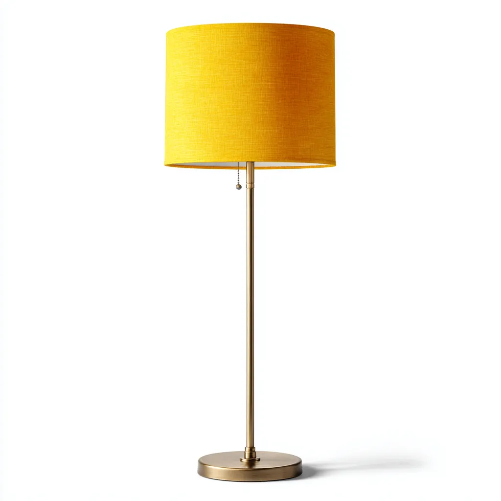 Lampada da terra metallo e tessuto 30x30x155 cm - giallo e ottone - design moderno elegante-Sereneete