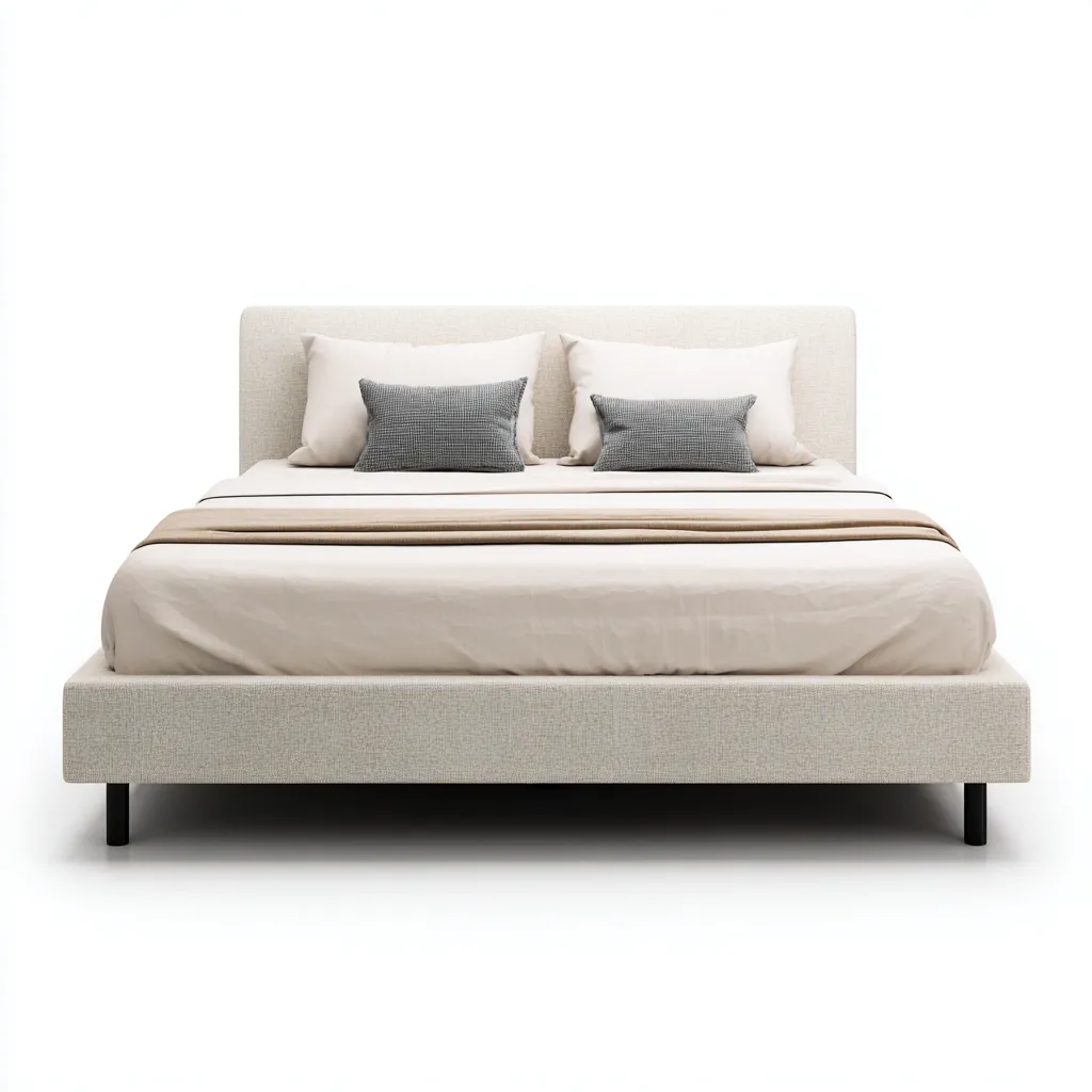 Letto matrimoniale in tessuto crema 200x160x105 cm - design moderno minimalista per camera da letto-Sereneete