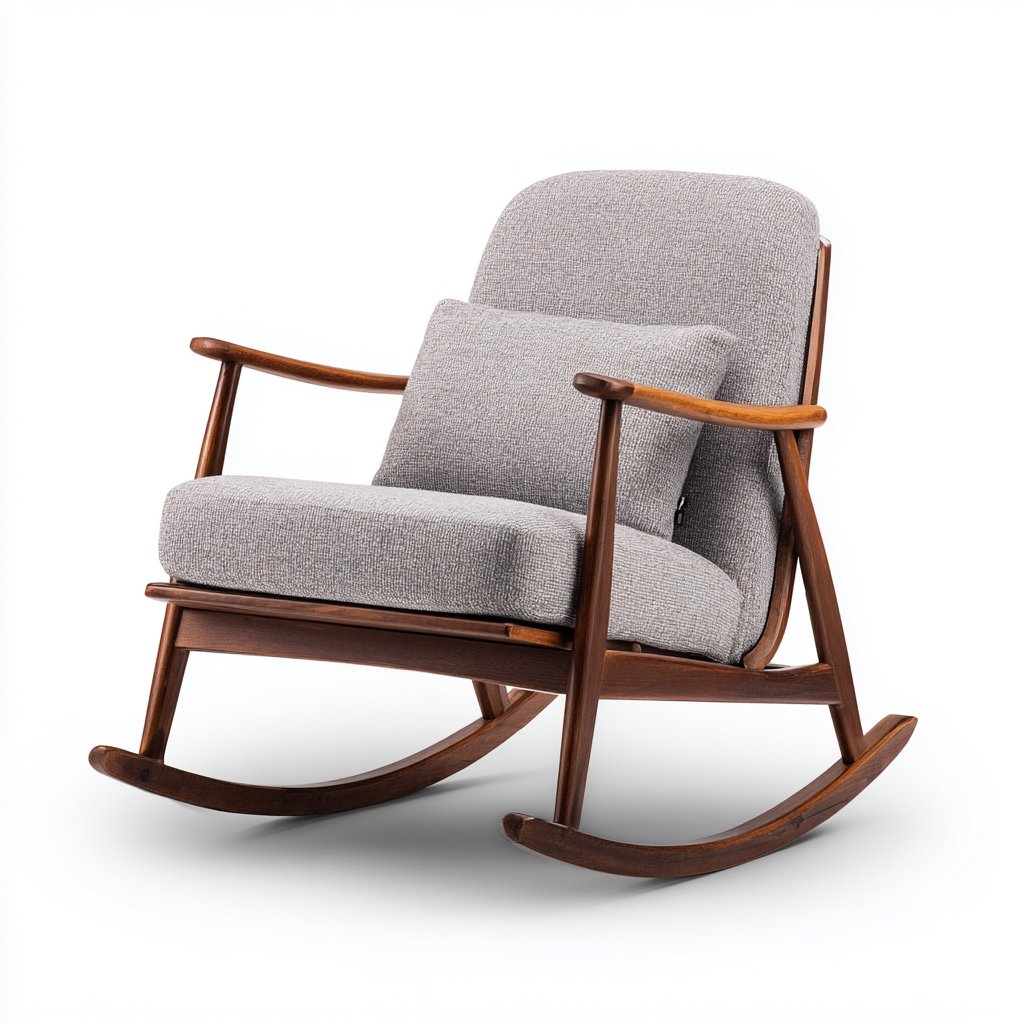 Sedia a dondolo - tessuto e legno - 86x80x98 cm - grigio - design moderno-Sereneete