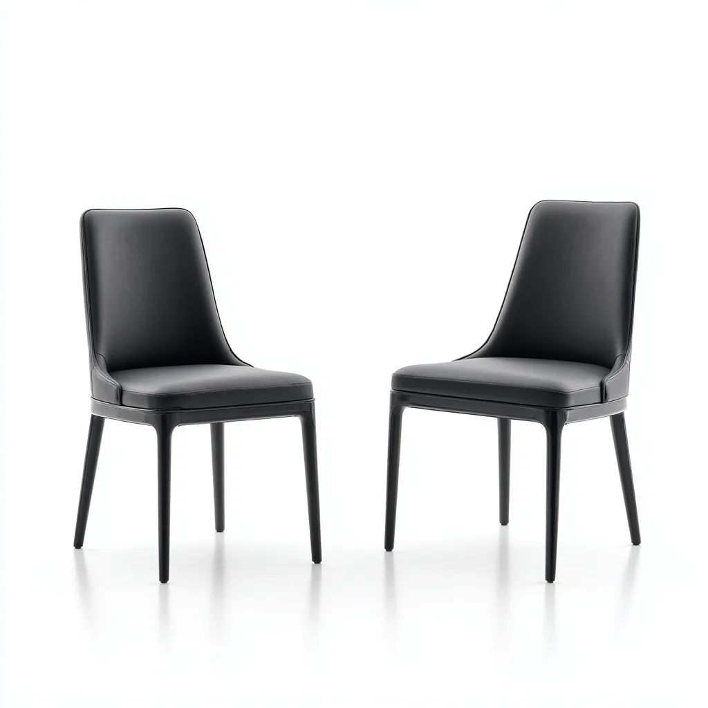 Sedia da pranzo in similpelle nera con gambe in legno 46x52x86 cm - nero - stile moderno elegante (set di 2)-Sereneete