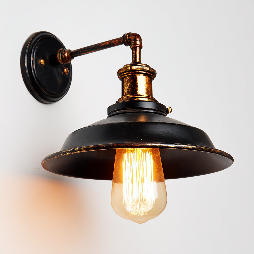 Applique - metallo - 20x25x18 cm - nero e bronzo - stile industriale vintage-Sereneete