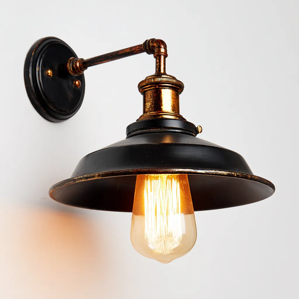 Applique - metallo - 20x25x18 cm - nero e bronzo - stile industriale vintage-Sereneete