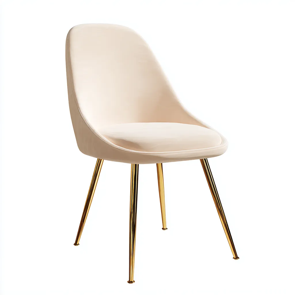 Sedia da pranzo - Velluto-Metallo - 47x52x84 cm - Beige-Oro - Design moderno imbottito - Adatta per sala da pranzo o soggiorno-Sereneete