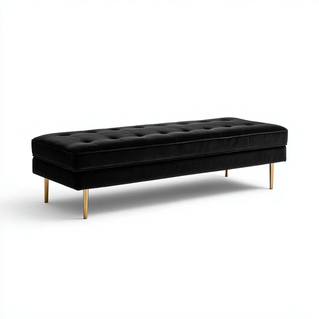 Panca da ingresso - velluto e metallo 140x45x45 cm - nero-oro - stile moderno elegante-Sereneete