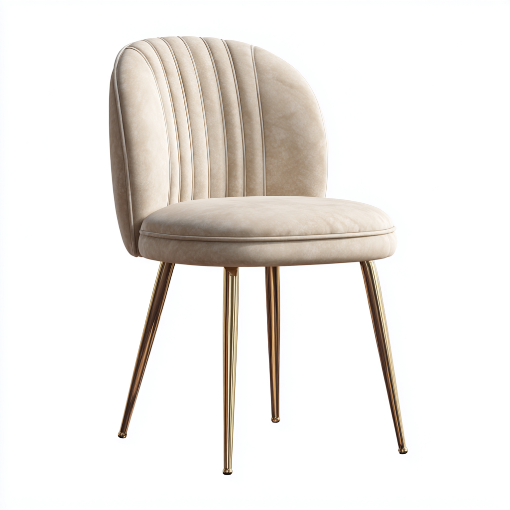 Sedia da pranzo - velluto e metallo 49x56x84 cm - beige - gambe dorate - stile elegante imbottito-Sereneete