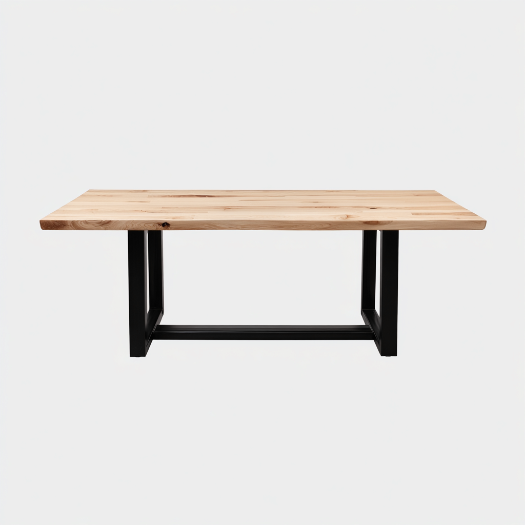 Tavolo da pranzo - legno massello e metallo 180x90x76 cm - rovere-nero - stile industriale per sala da pranzo-Sereneete
