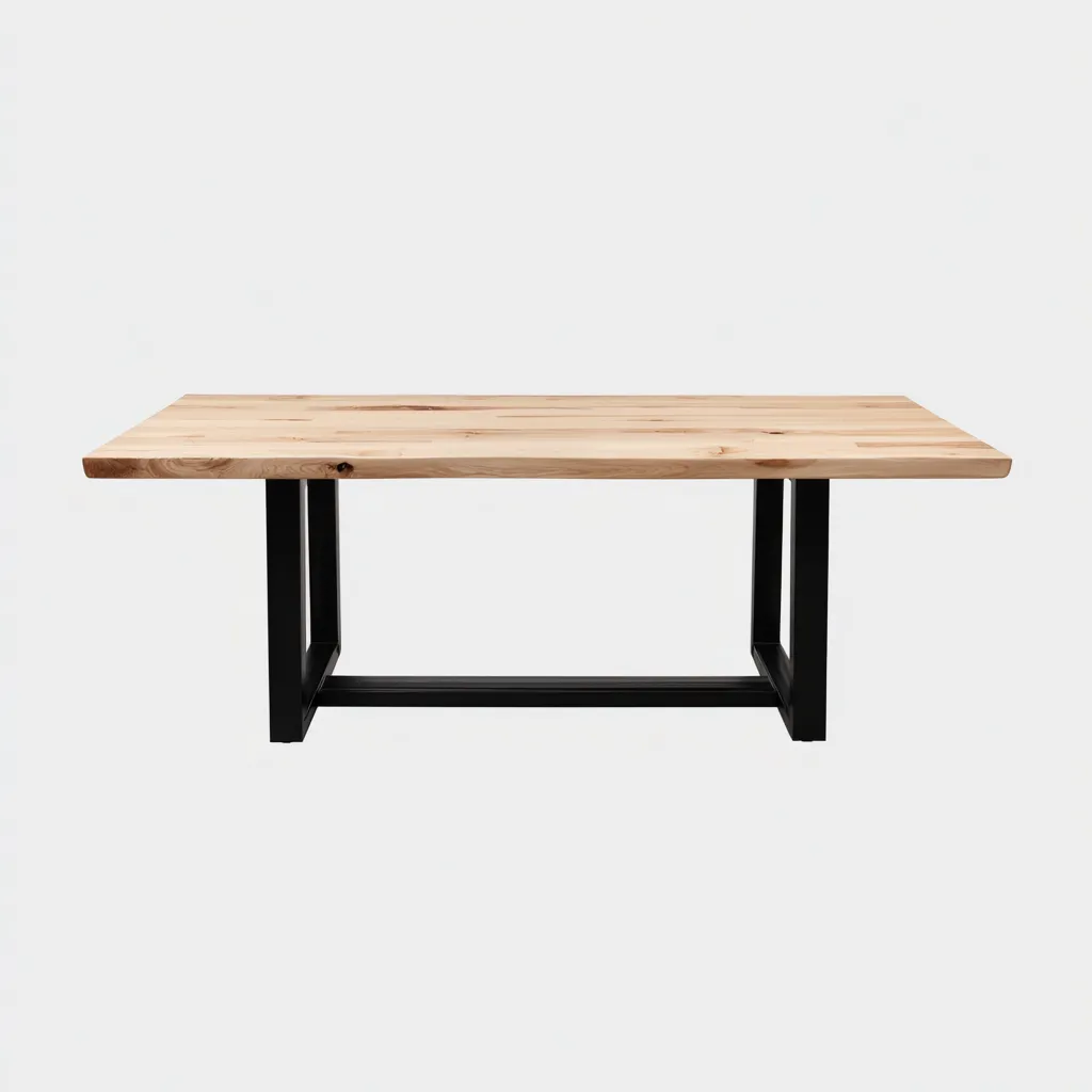 Tavolo da pranzo - legno massello e metallo 180x90x76 cm - rovere-nero - stile industriale per sala da pranzo-Sereneete