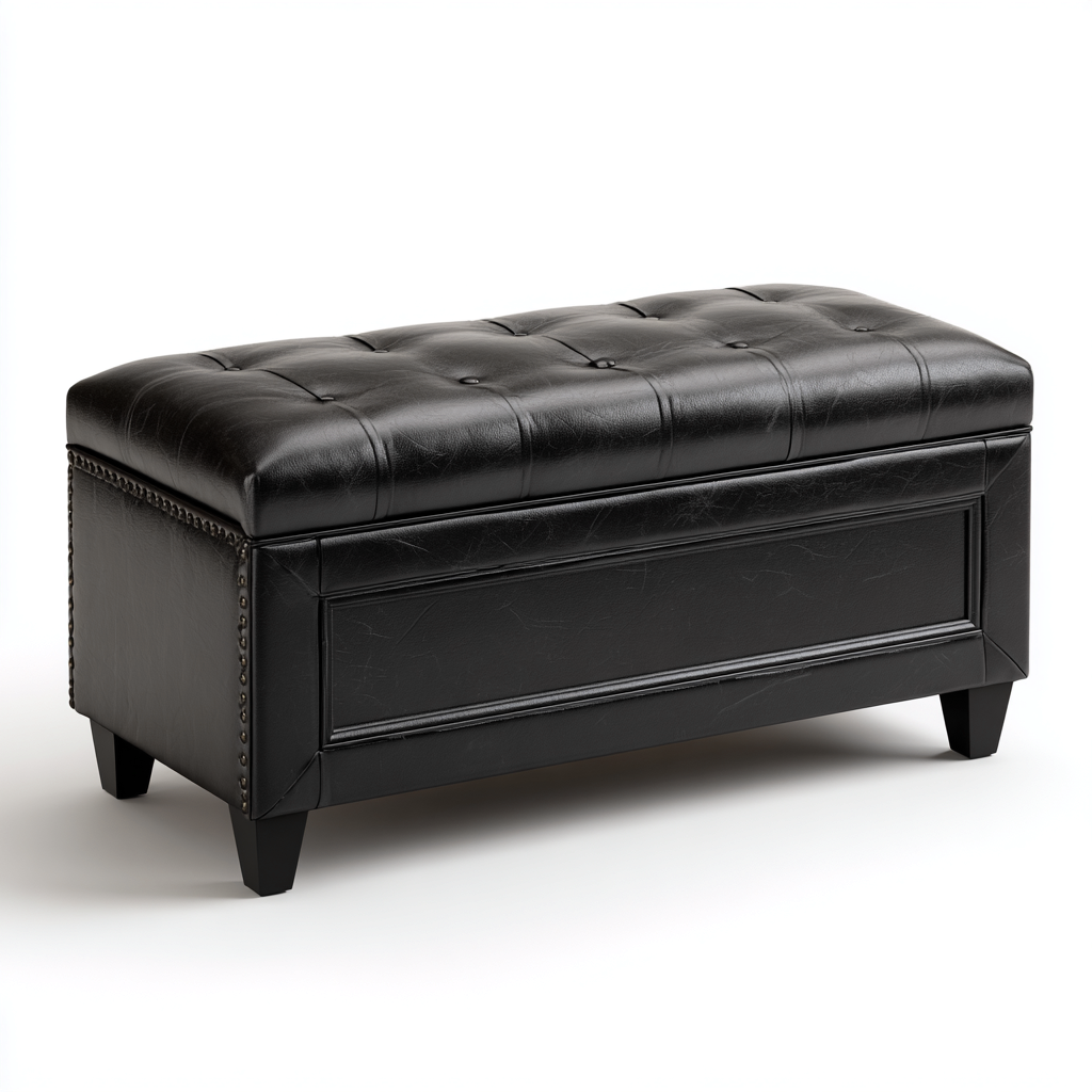 Panca da ingresso contenitore in pelle sintetica 100x40x45 cm - nero - stile moderno-Sereneete