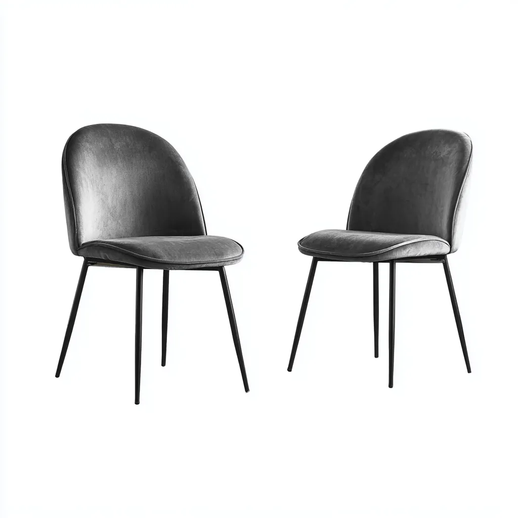 Sedia da pranzo in velluto 45x50x85 cm - grigio - stile moderno-Sereneete