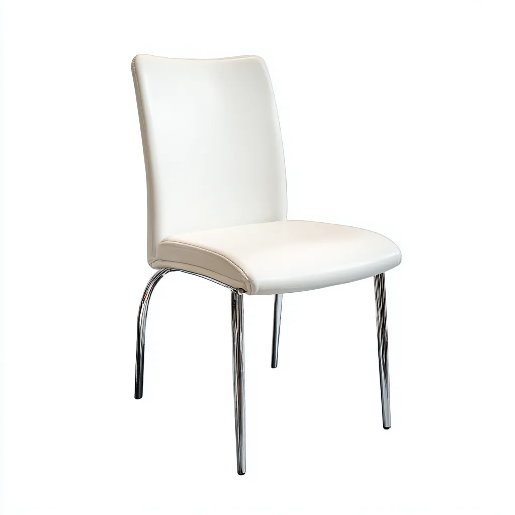 Sedia da pranzo in similpelle 45x50x85 cm - bianco-cromo - stile moderno-Sereneete