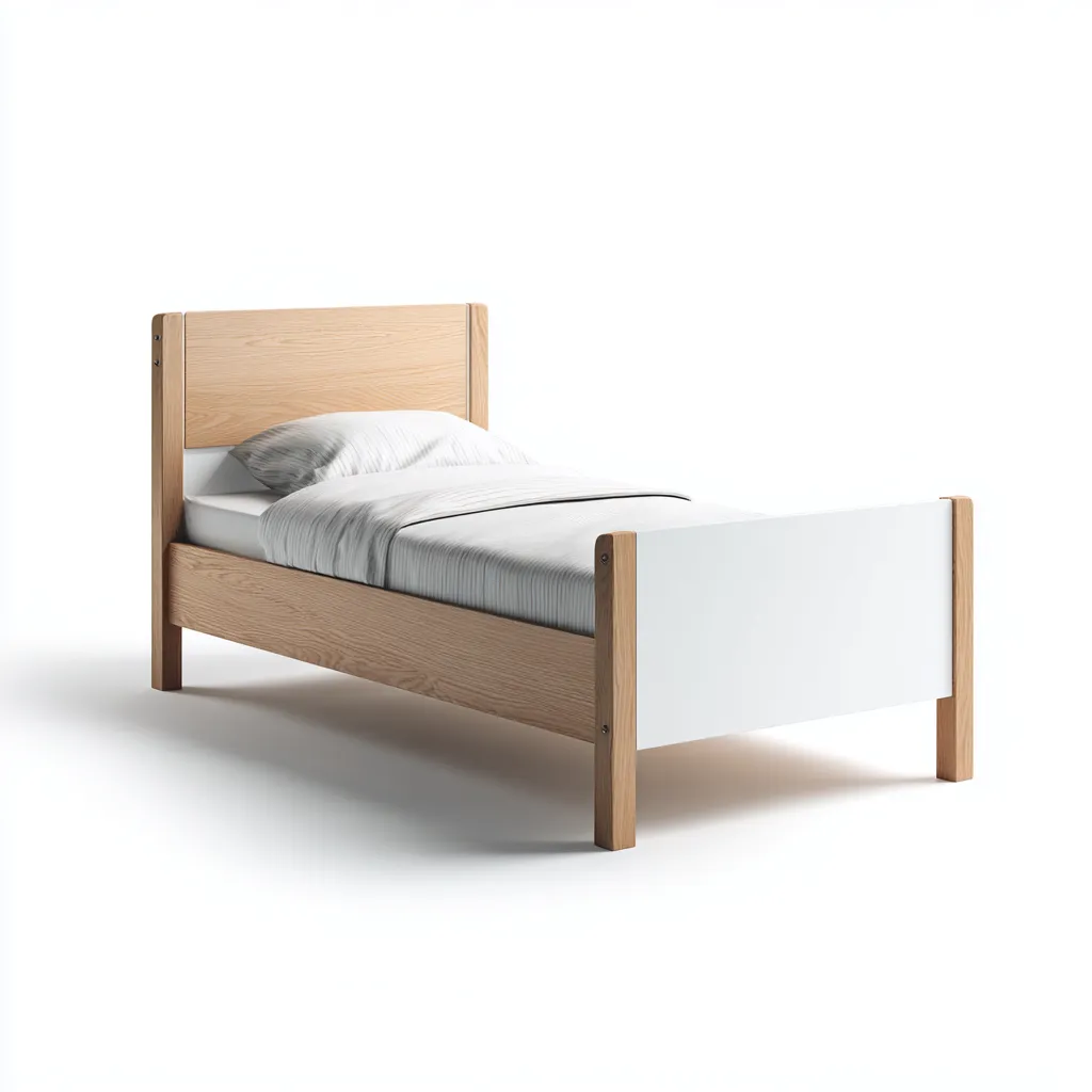 Letto singolo 200x100x90 cm - legno e pannello laccato - rovere naturale-bianco - design moderno-Sereneete