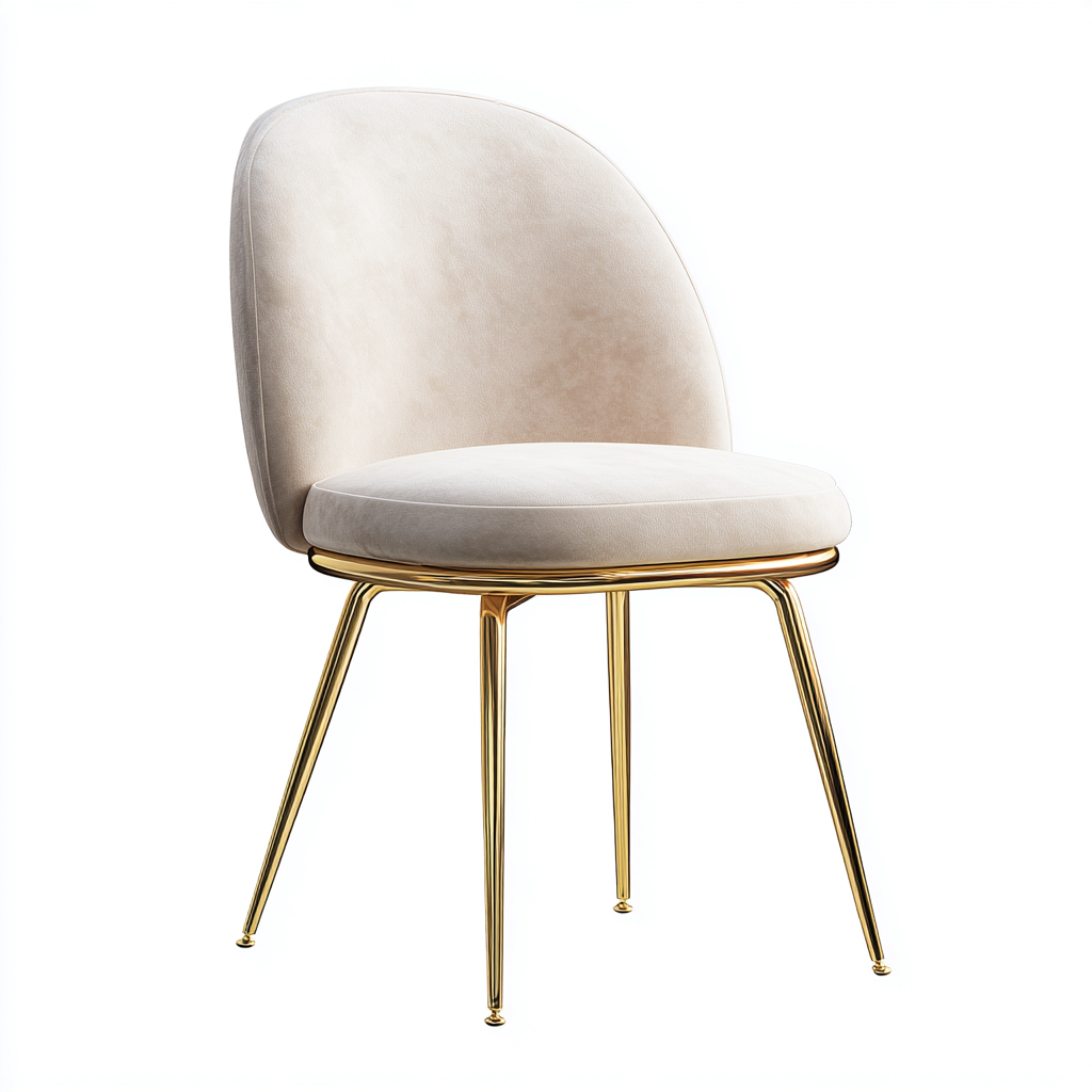 Sedia da pranzo in velluto 48x54x87 cm - beige-oro - design elegante-Sereneete