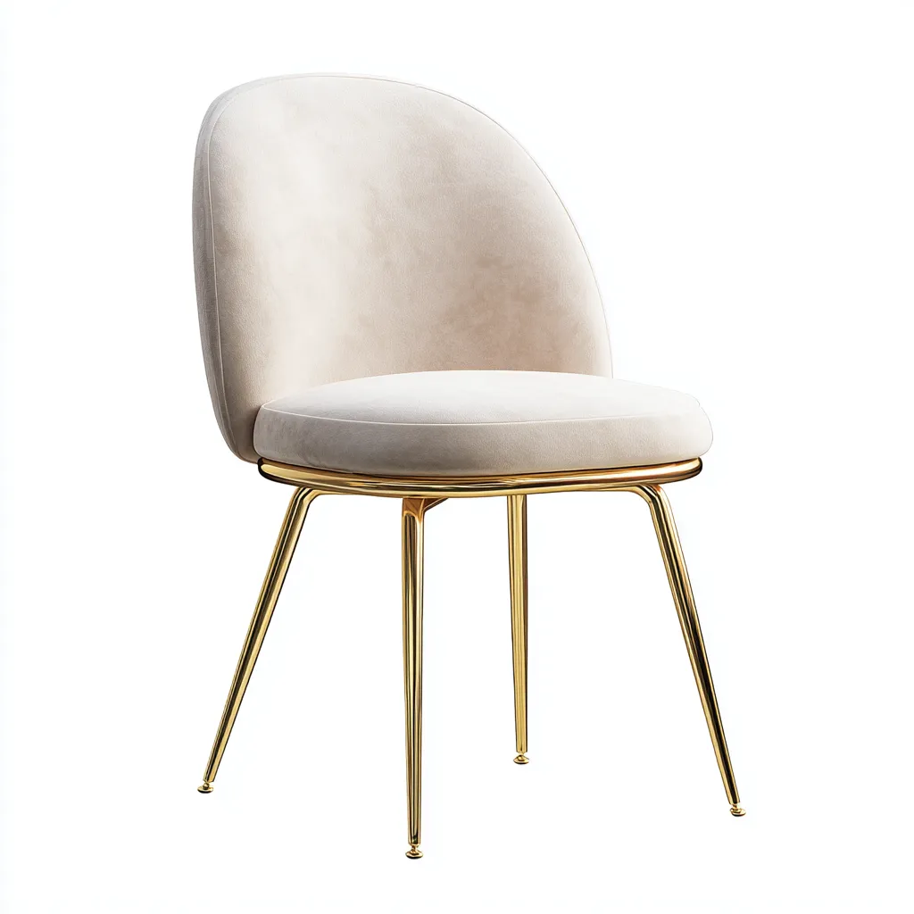 Sedia da pranzo in velluto 48x54x87 cm - beige-oro - design elegante-Sereneete