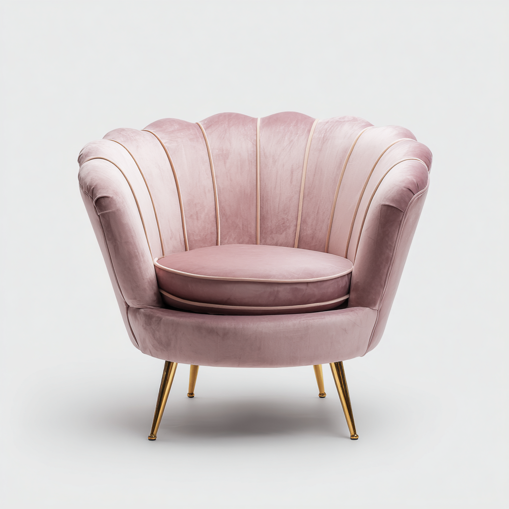 Poltrona in velluto 90x85x80 cm - rosa - design contemporaneo-Sereneete