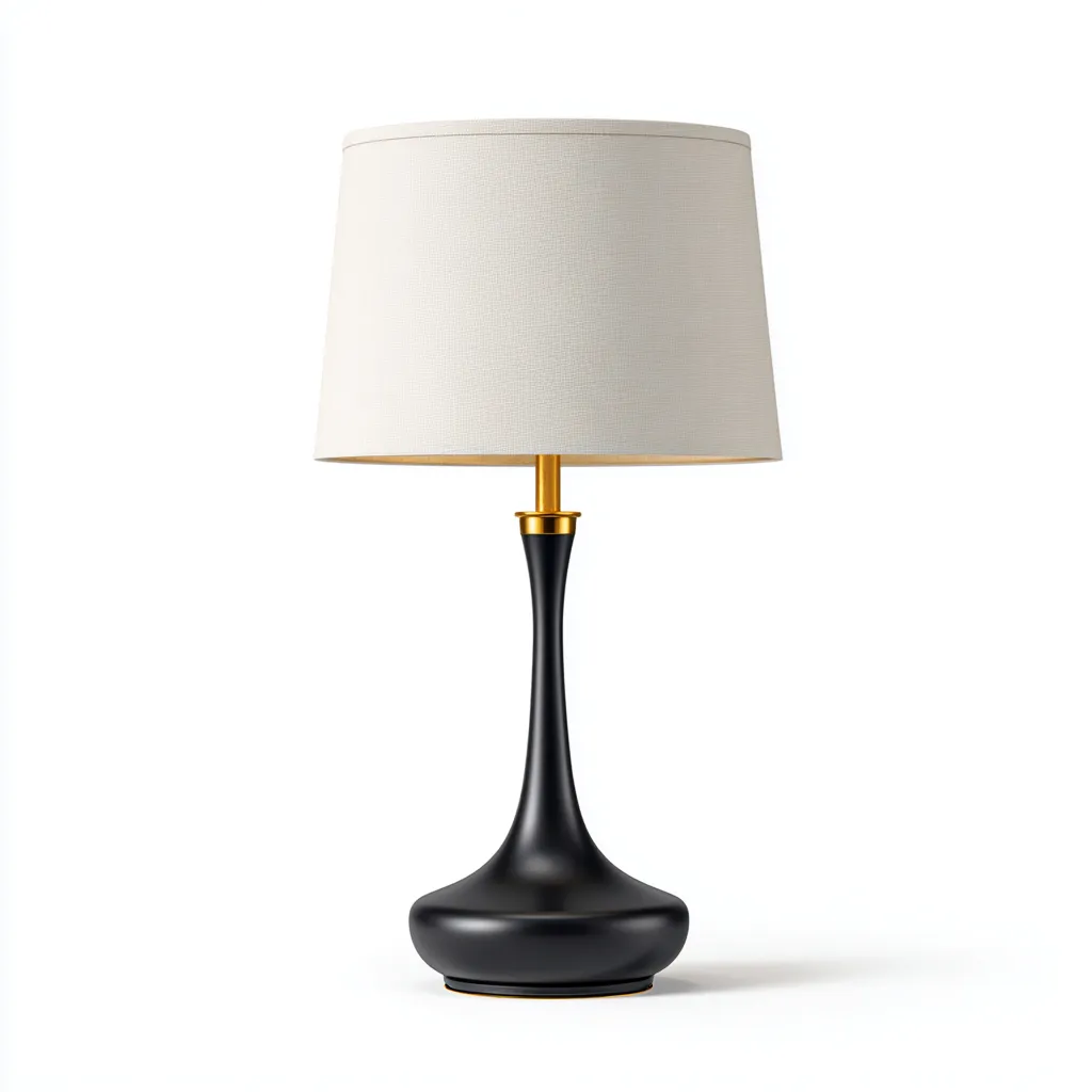 Lampada da tavolo metallo e tessuto 25x25x50 cm - nero e oro - design elegante moderno-Sereneete