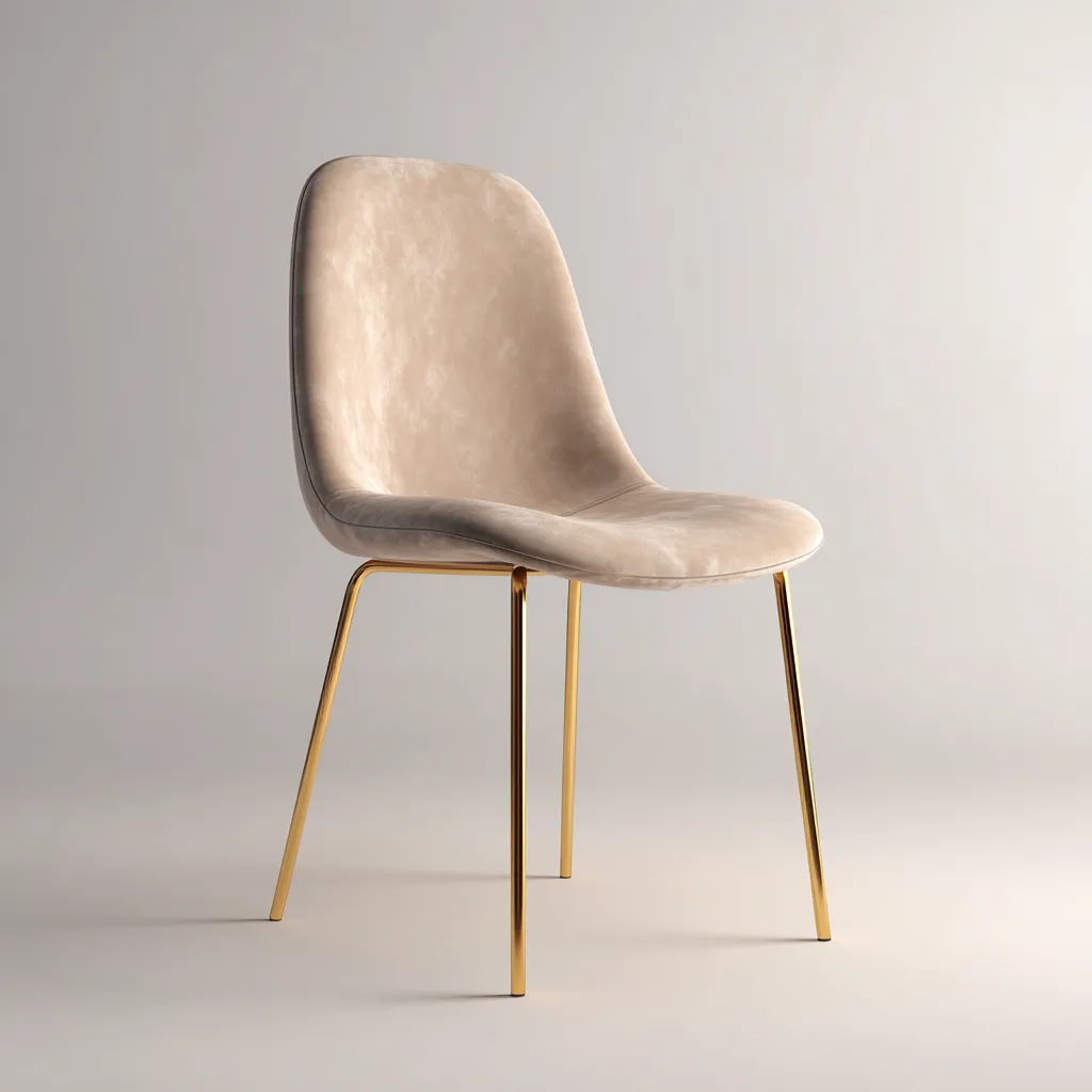 Sedia da pranzo in velluto 45x50x85 cm - beige chiaro-oro - stile moderno-Sereneete