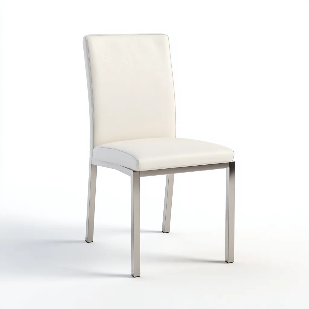 Sedia da pranzo in ecopelle e metallo 46x55x89 cm - bianco-acciaio - stile moderno-Sereneete