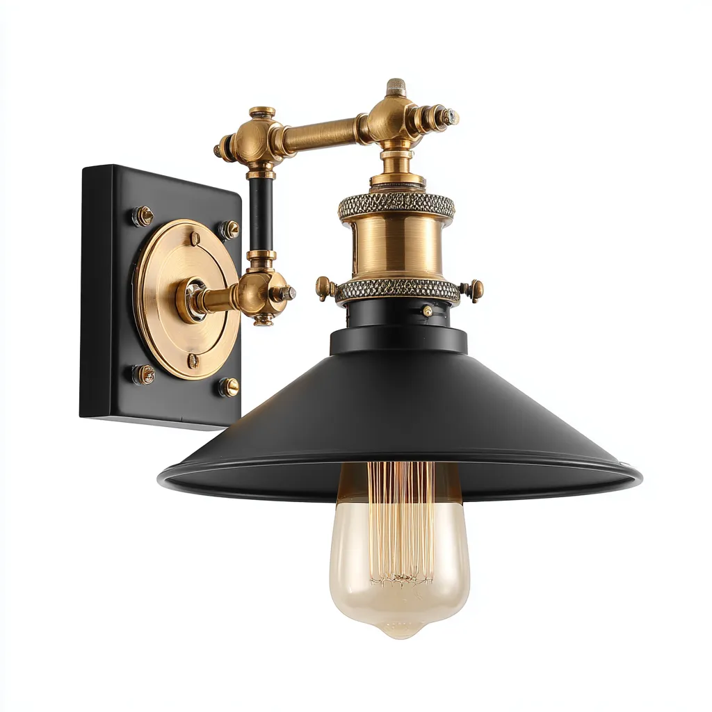 Applique - metallo 20x25x28 cm - nero-oro - stile industriale-Sereneete