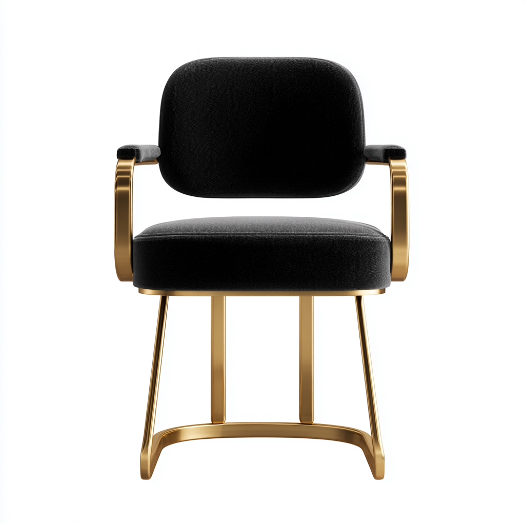 Sedia da pranzo con braccioli in velluto 52x55x85 cm - nero-oro - stile moderno di lusso-Sereneete