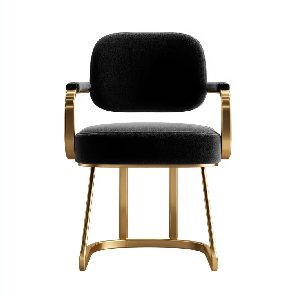 Sedia da pranzo con braccioli in velluto 52x55x85 cm - nero-oro - stile moderno di lusso-Sereneete