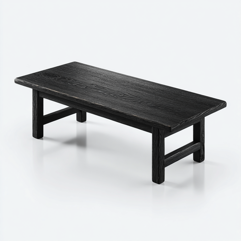 Tavolino da caffè legno massello 130x60x35 cm - nero - design minimalista-Sereneete
