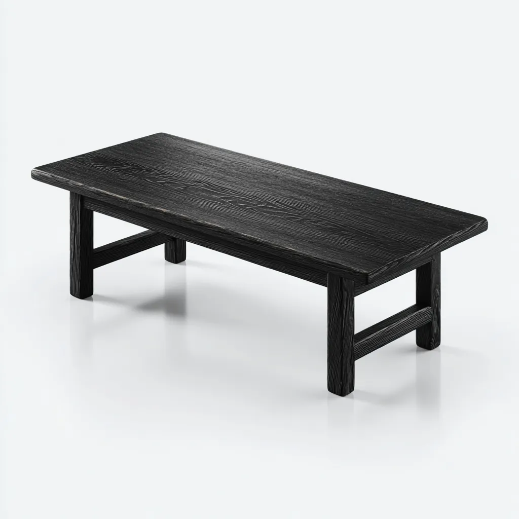 Tavolino da caffè legno massello 130x60x35 cm - nero - design minimalista-Sereneete