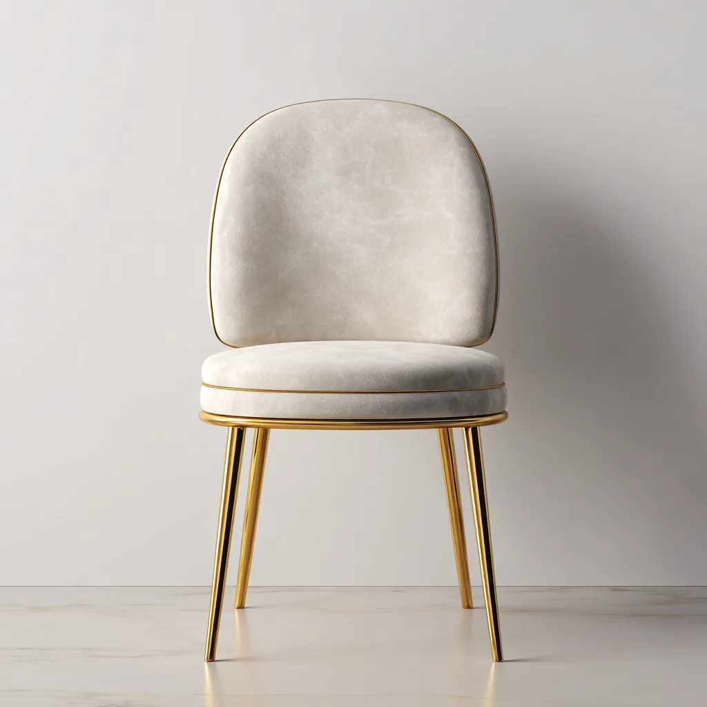 Sedia da pranzo in velluto 45x50x85 cm - beige-oro - stile moderno-Sereneete