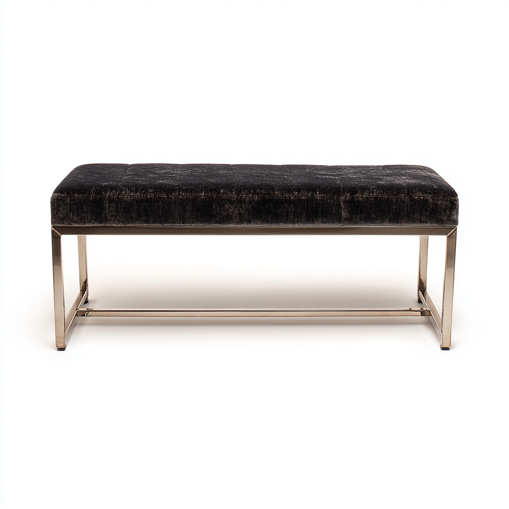 Panca da ingresso - metallo e velluto 100x40x45 cm - nero-oro - design moderno elegante-Sereneete