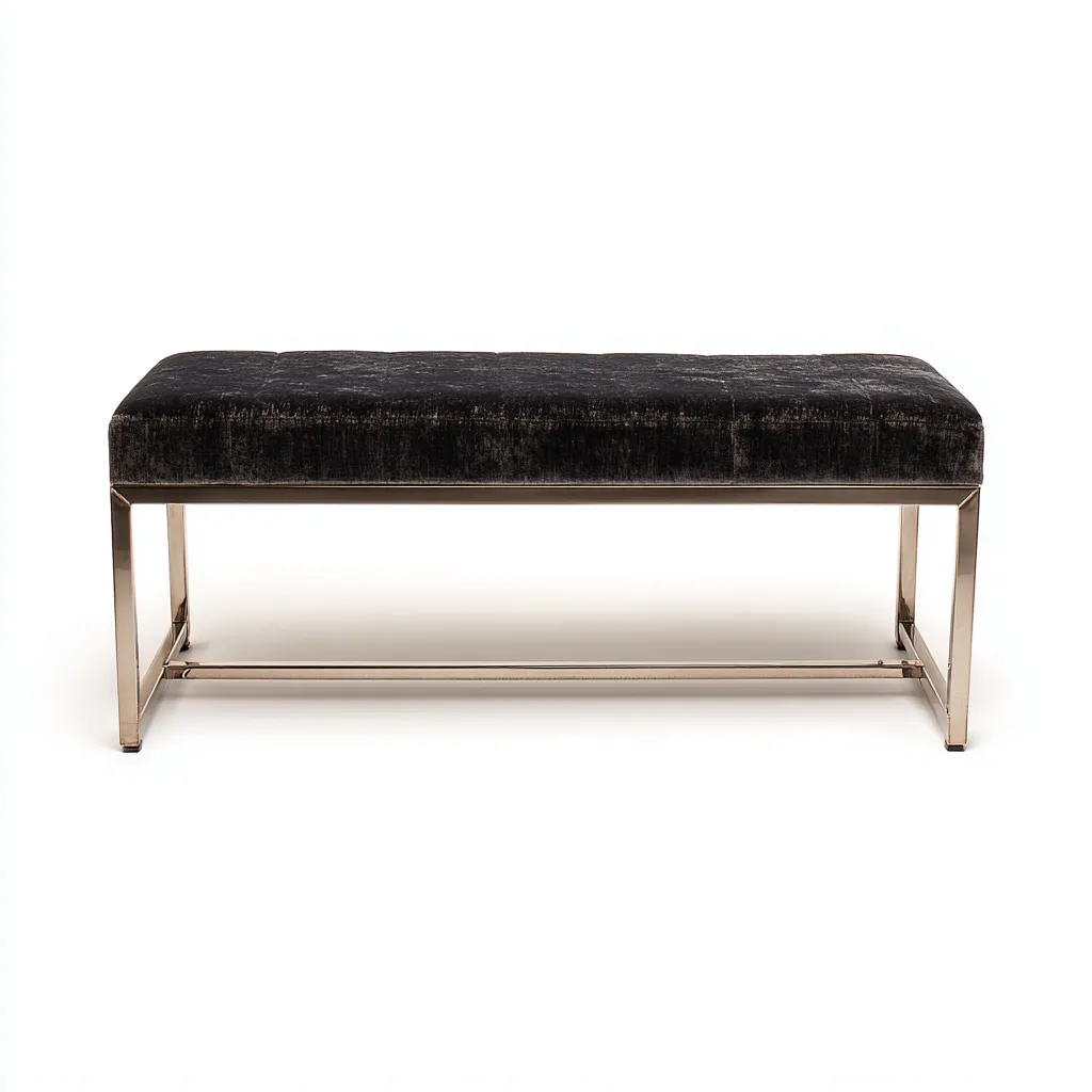 Panca da ingresso - metallo e velluto 100x40x45 cm - nero-oro - design moderno elegante-Sereneete