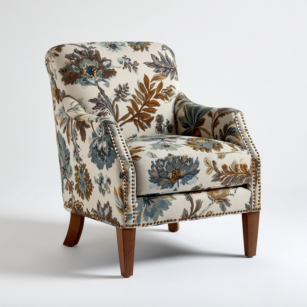 Poltrona in tessuto stampato 80x85x90 cm - fantasia floreale - design classico ed elegante-Sereneete