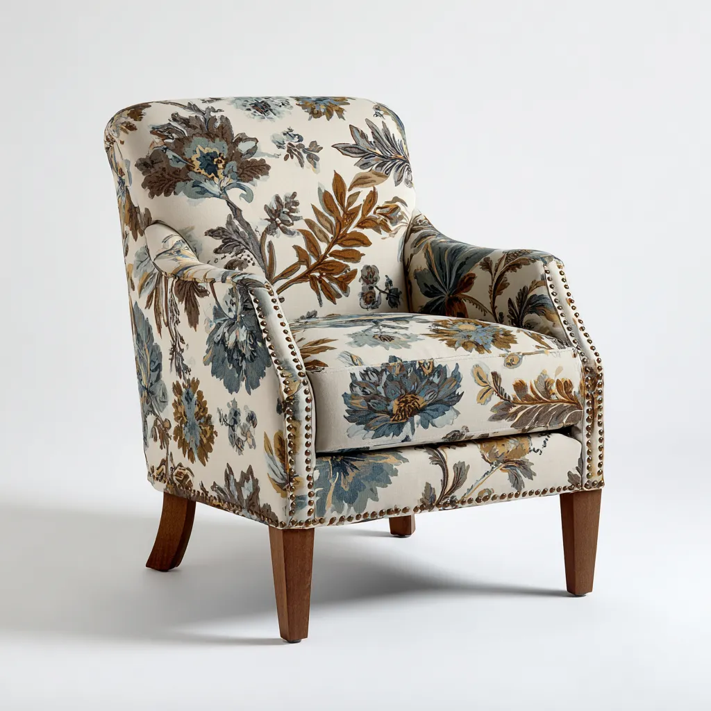 Poltrona in tessuto stampato 80x85x90 cm - fantasia floreale - design classico ed elegante-Sereneete