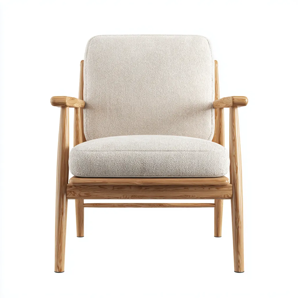 Poltrona legno e tessuto 70x75x85 cm - bianco e legno chiaro - moderno-Sereneete