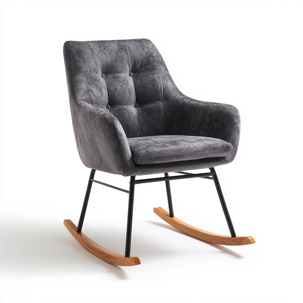 Sedia a dondolo velluto 70x75x85 cm - grigio scuro - moderno-Sereneete