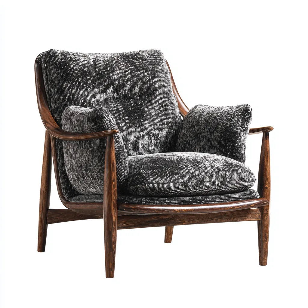 Poltrona in velluto e legno massiccio 90x90x85 cm - grigio scuro - design moderno e raffinato-Sereneete