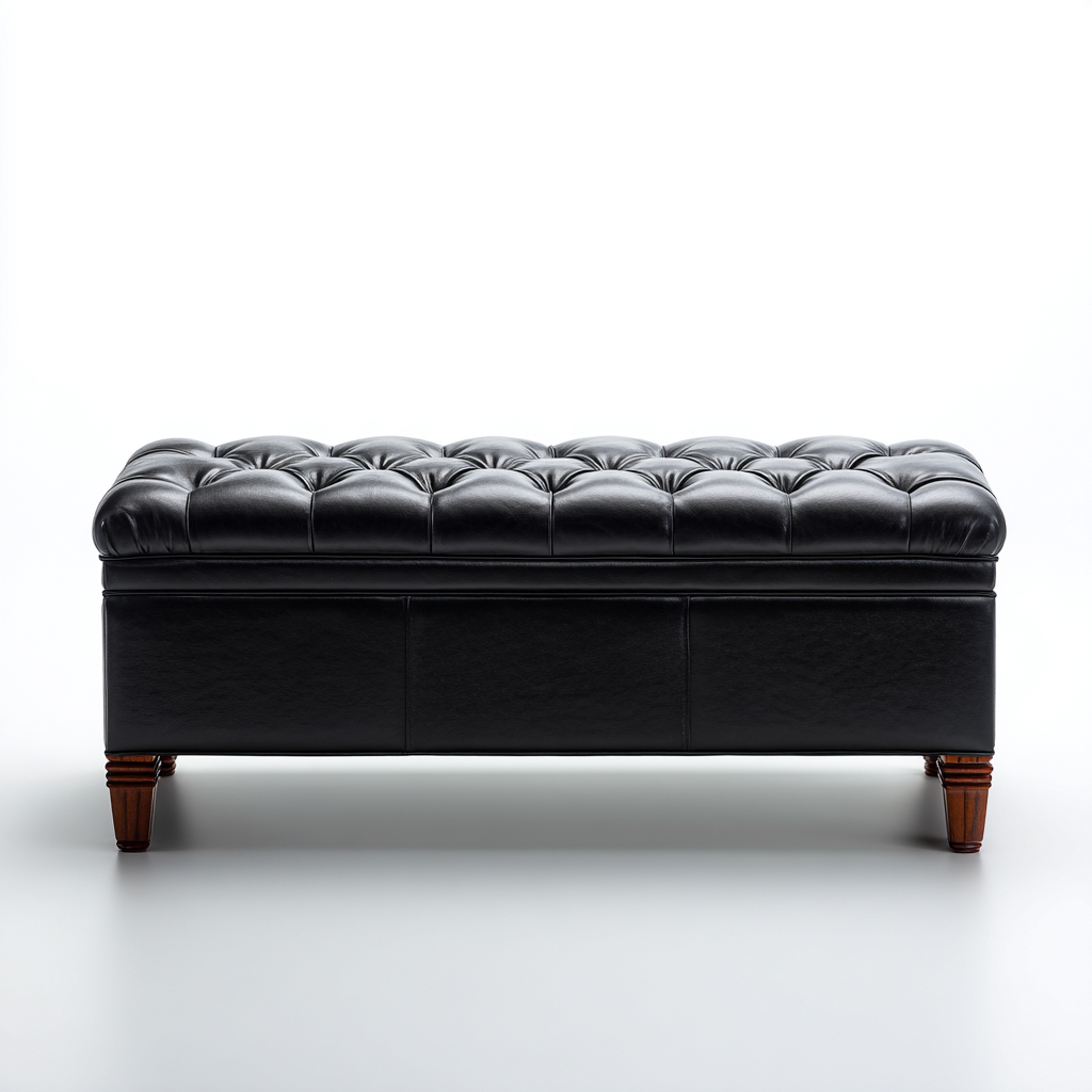 Panca da ingresso similpelle e legno 105x45x45 cm - nero - stile classico con contenitore-Sereneete