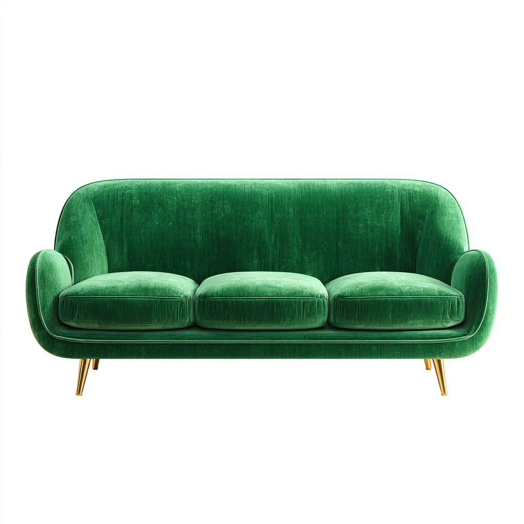 Divano lineare in velluto 200x85x85 cm - verde - per soggiorno - design moderno con gambe dorate-Sereneete