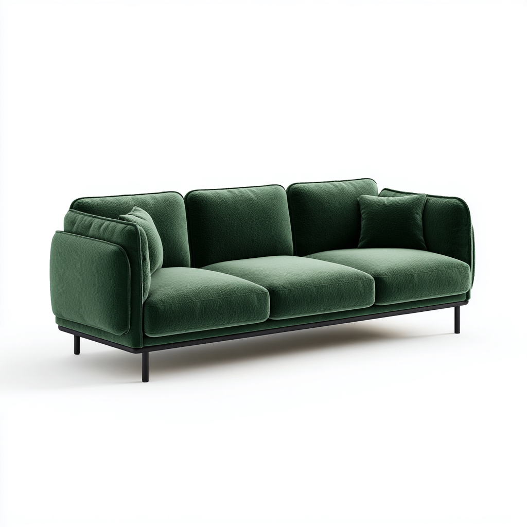 Divano lineare in velluto 220x90x85 cm - verde - moderno-Sereneete