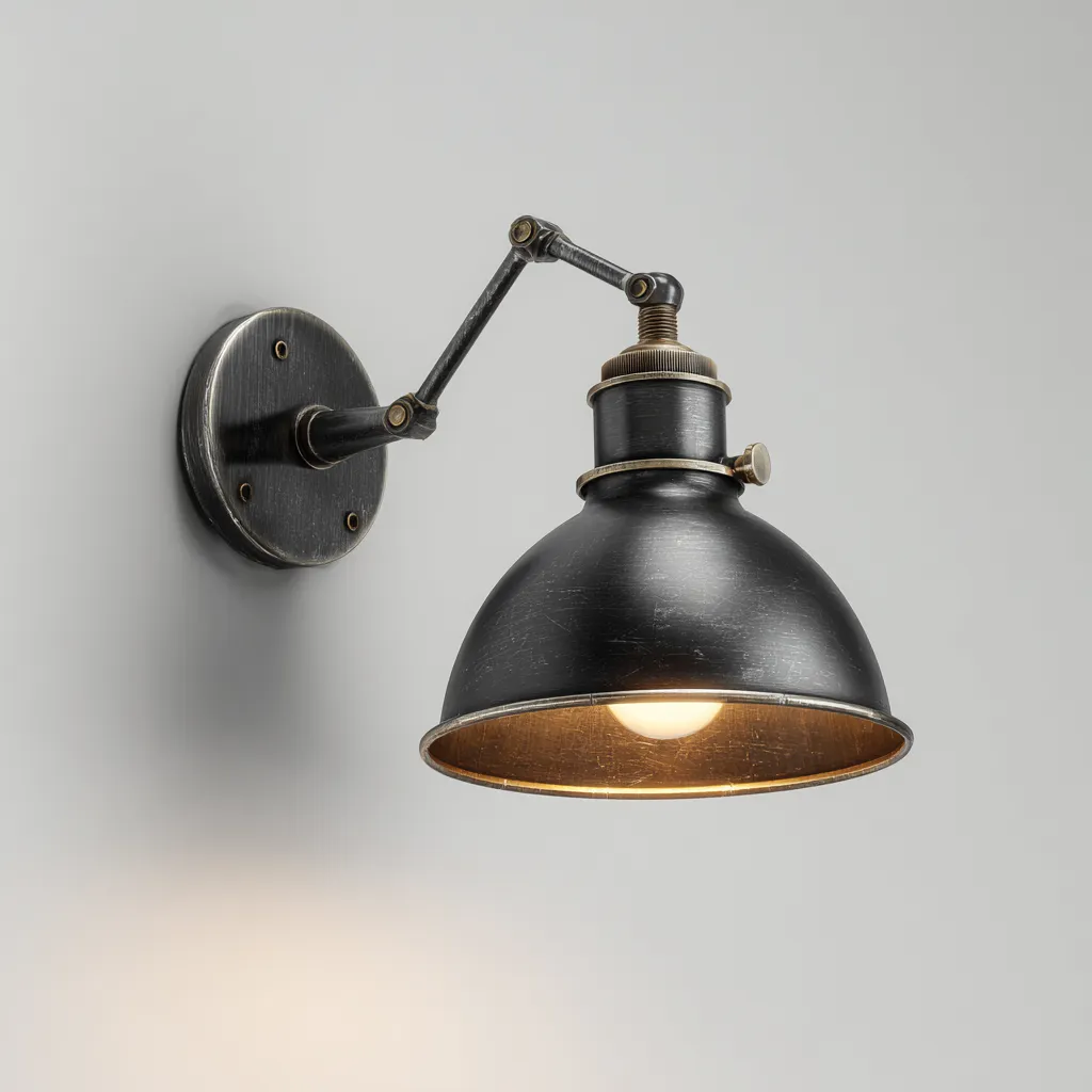 Applique da parete in metallo 18x12x22 cm - braccio regolabile - stile vintage industriale per interni-Sereneete