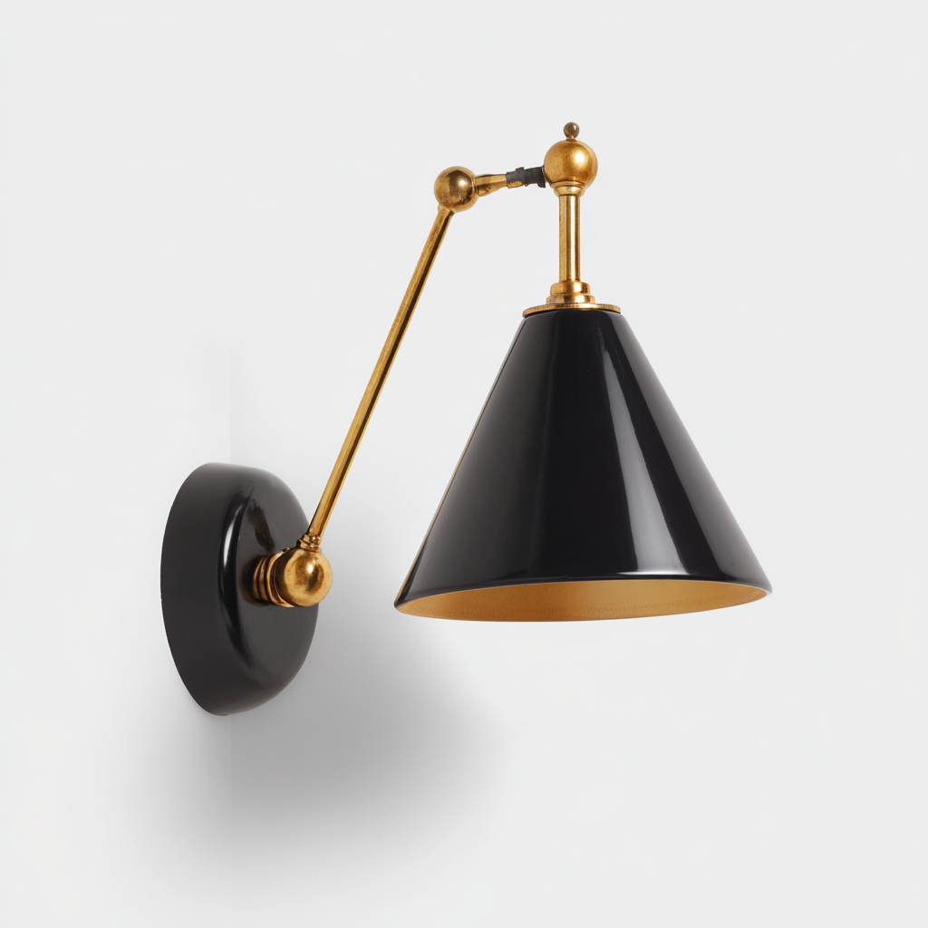 Applique 24x18x35 cm - metallo - nero-dorato - design moderno regolabile-Sereneete