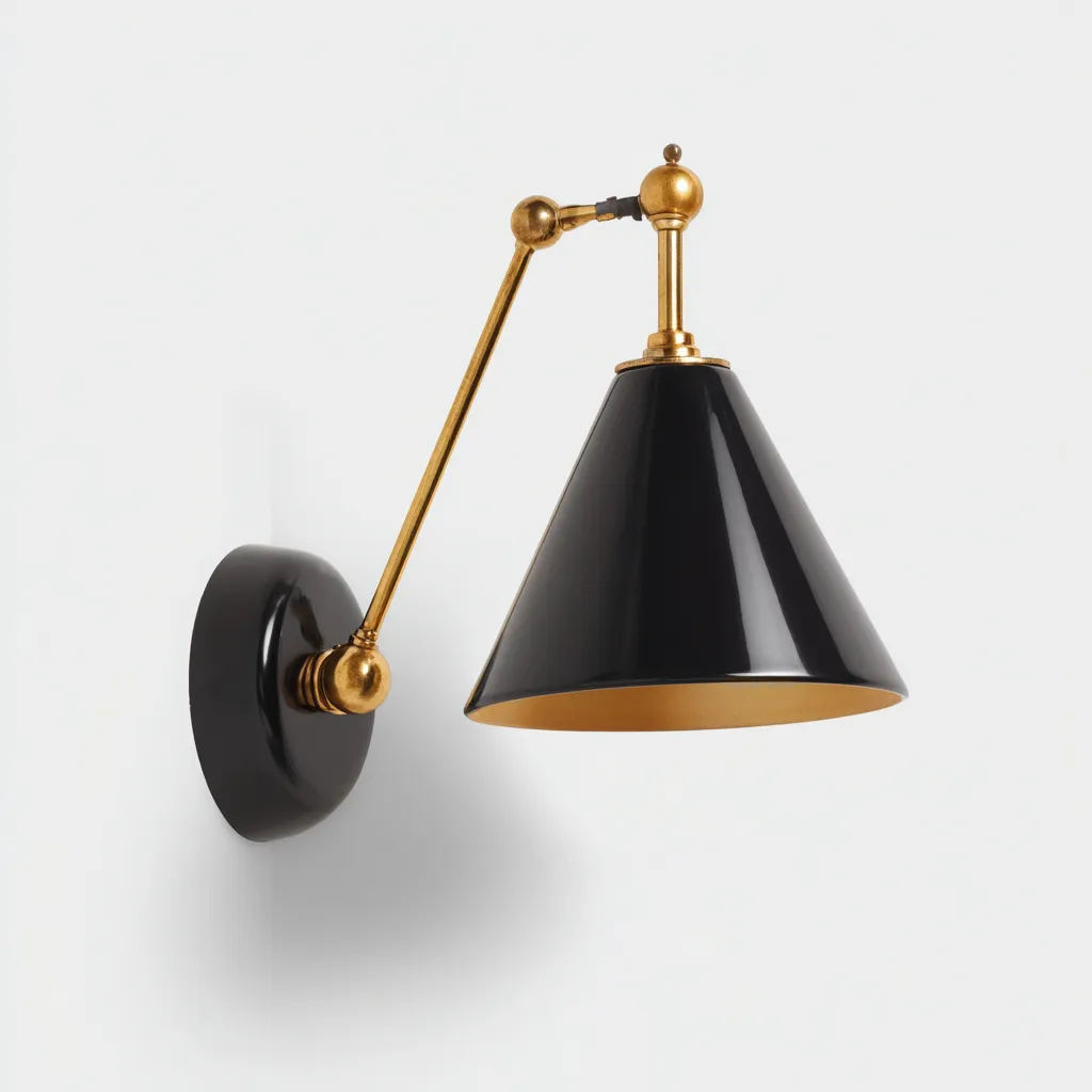 Applique 24x18x35 cm - metallo - nero-dorato - design moderno regolabile-Sereneete