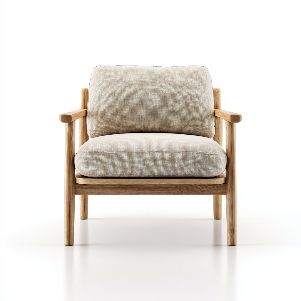Poltrona in tessuto e legno 85x85x80 cm - beige - design scandinavo-Sereneete