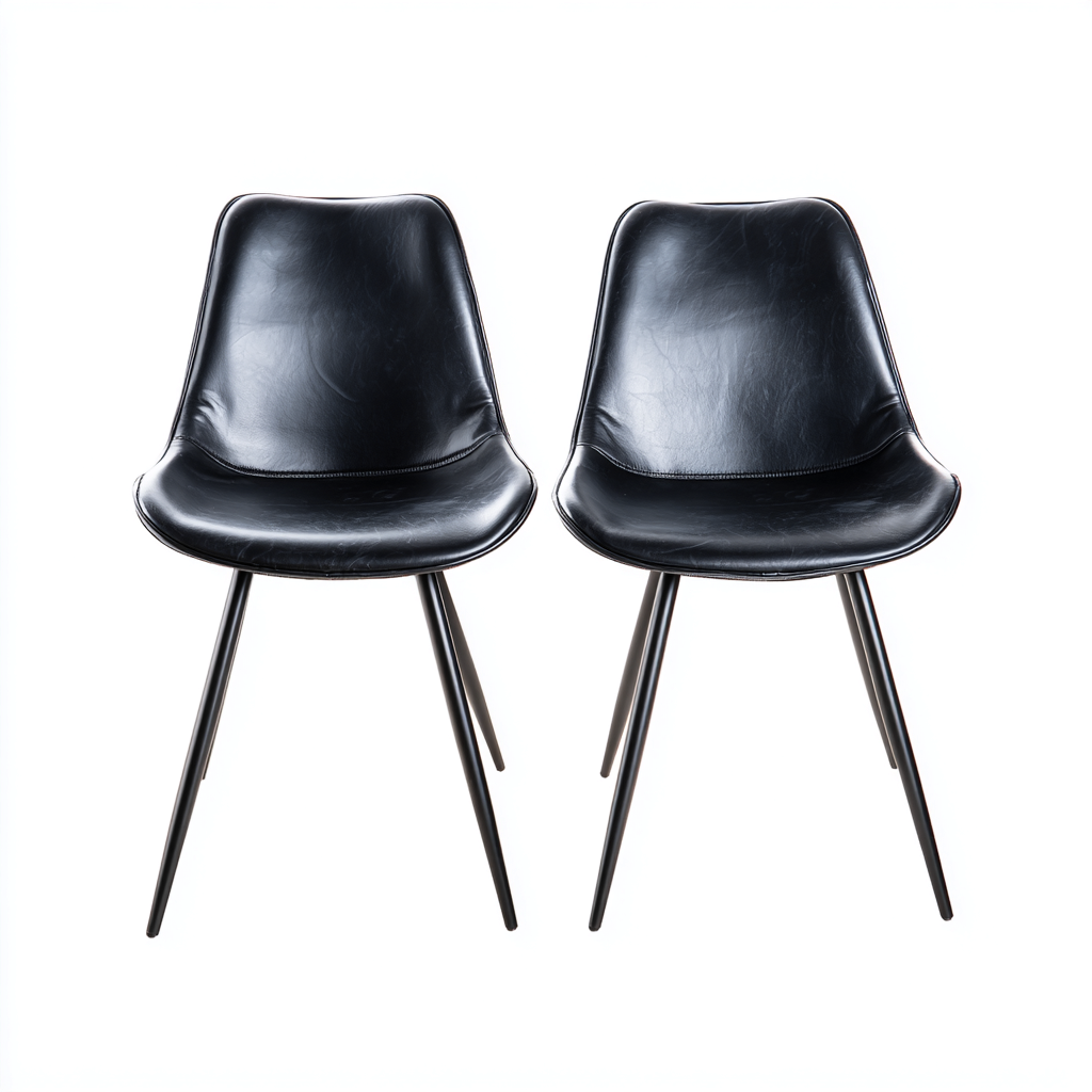 Sedia da pranzo - Pelle sintetica-Metallo - 46x53x83 cm - Nero - Design moderno con seduta imbottita - Adatta per sala da pranzo o cucina-Sereneete