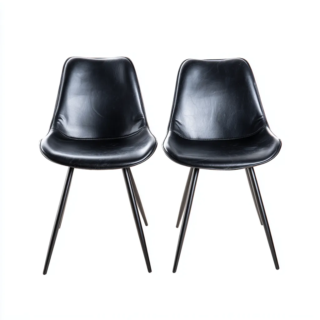 Sedia da pranzo - Pelle sintetica-Metallo - 46x53x83 cm - Nero - Design moderno con seduta imbottita - Adatta per sala da pranzo o cucina-Sereneete