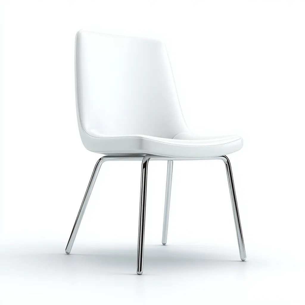 Sedia da pranzo - Ecopelle-Metallo - 46x53x83 cm - Bianco-Cromo - Design moderno minimalista - Adatta per sala da pranzo o cucina-Sereneete