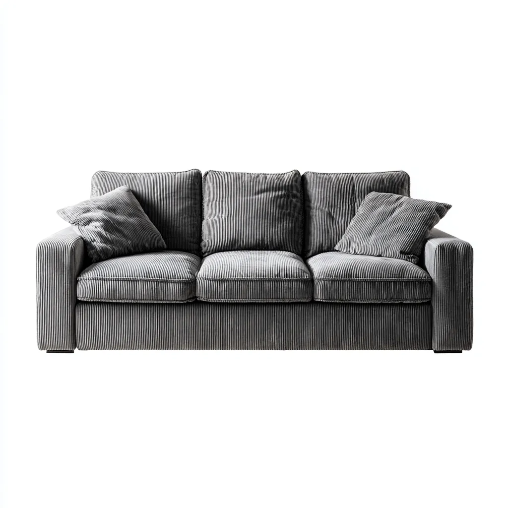 Divano lineare in velluto a coste 215x95x85 cm - grigio scuro - per soggiorno - design moderno con seduta morbida-Sereneete