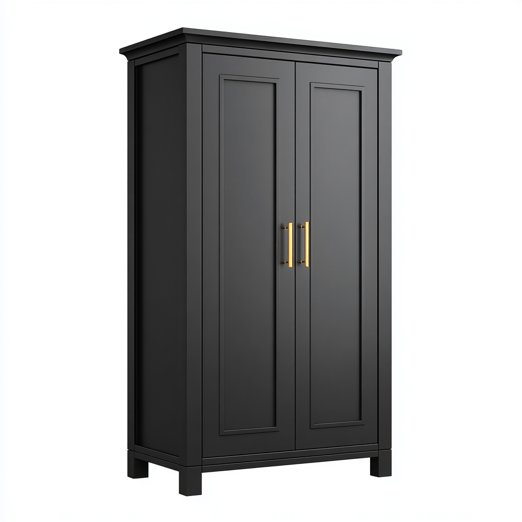 Armadio in legno nero 80x50x200 cm - nero - stile moderno-Sereneete