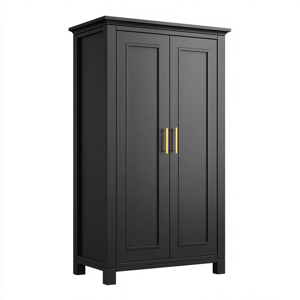 Armadio in legno nero 80x50x200 cm - nero - stile moderno-Sereneete
